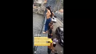 Youngster Portuguese Slut Strip And Jump From A Bridge