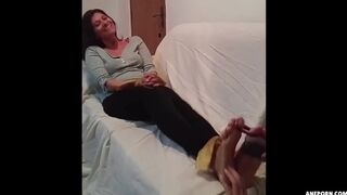 My Ticklish Aunt Lets Me Tickle Her Feet