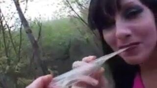 girl eating mature condoms shes found rubbing jizz on twat