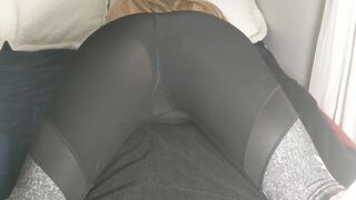 Teeny Babe in Yoga Pants Plays with herself and Begs for your Gigantic Throbbing Penis