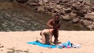 Large dicked Jesus Reyes finds and fuck a lady at the beach