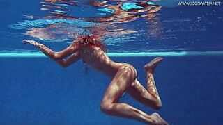 Euro pornstar Tiffany Tatum swims and masturbation