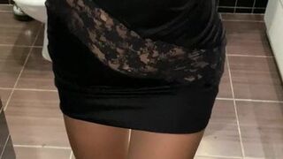 in a short dress without panties I play while the lover is not