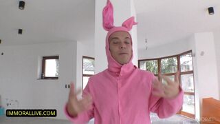Hot Teeny Ass Hole Stretched Enormous Dong Pink Easter Bunny!