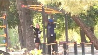 Yunnox gives her twat away in a public park