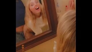 Quick Bathroom Blow and Mirror Fuck at Tiny Teens Parents Family Get Together