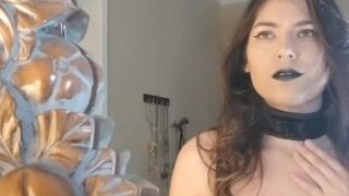 Goth Bitch In Collar And Leash Hispanic Suicide Slut Masturbates