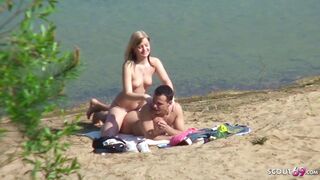 Real Teeny Lovers On German Beach Secretly Watching Fuck By Stranger