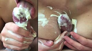 Attractive Deepthroat and Boobs Fucking with Whipped Cream - SexualMadness