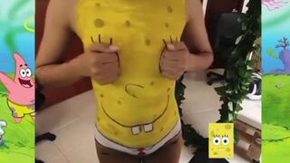 Bodypaint Full Naked Sponge Bob Dance