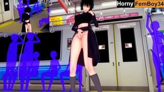 1 Punch Hubby - Horny Fubuki Masturbation in the Train (3D Anime)
