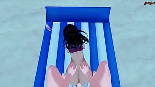 Kale gets drilled at the beach from your POINT OF VIEW, titty fuck and missionary cream-pie - Dragon Ball Asian Cartoon.