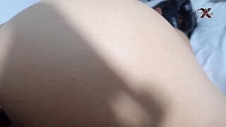I find my cousin masturbating and she asks me to fuck her butt while she mounts with her vibrator ... Real anal sex