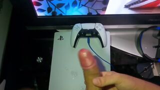 I JIZZ ON MY PS5! HD Huge Cock Sperm