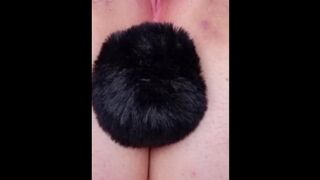 CUTE BIG BREASTED WOMAN Takes Girthy Dildo with Bunny Tail