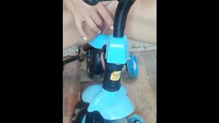 Slutty Bitch Masturbation when she Riding Dirty Toy Bicycle