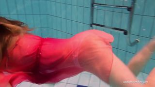 Firm Gigantic Titties and Red Dress Underwater on Duna Bultihalo
