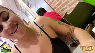 The new lady shows off her melons and cunt while having a snack at McDonalds - Official Tattooed Angel - Vinny Kabuloso