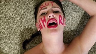 Humiliated Exposed Slut dirty talks with body writing