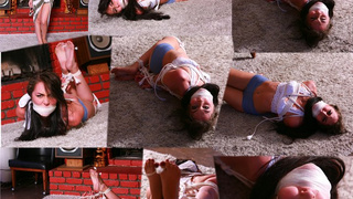 Holly Nicole is a Tightly Hogtied, Gagged, & Toe-tied and Frustrated Victim of a Fugitive on the Run