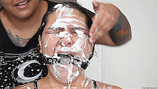 Penelope & Paulina in: Ring Gagged And Messy Whipped Cream Humiliation (high res mp4)