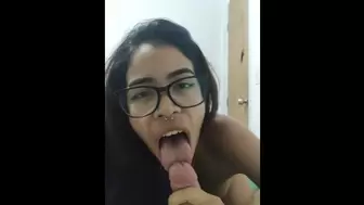 college lady blowing wang to help her with her exam