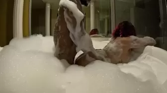 Fucking a bitch at a resort in a bubble bath