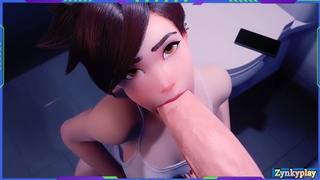 Overwatch Dva date in public bathroom and her friend tracer lick huge penis and sperm in her vagina
