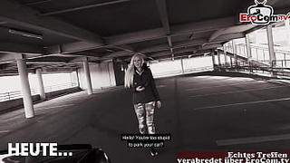 German blonde lady hammered in public parking garage in Berlin
