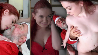 Santa rides a stunning little strawberry blonde in her fine tight snatch for Xmas