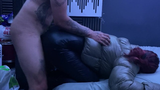 Doggystyle In Puffy Down Jacket Jizz On Jacket And Booty
