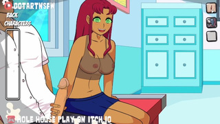 Starfire Hand-job Sperm shot Moaning Cumming Rule 34 Cartoon - Hole House Game