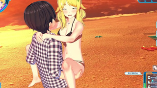 【HD】(Anime Game Koikatsu!Sunshine) blonde ravishing skank(Asian cartoon 3DCG Film)