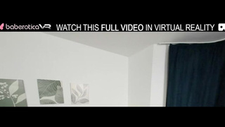 Solo alluring lady Angel Jolie is rubbing her shaved snatch,in VR.
