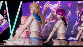 [MMD] Hello Venus -Wiggle Wiggle Cute Kpop Striptease Ahri Akali Kaisa Evelynn Seraphine KDA League of Legends
