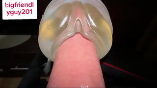 Dude Moaning while Fucking Fleshlight until Cream-pie with Naughty Talk and Intense Cumming Straight