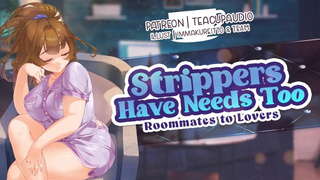 Your Stripper Roommate Hits on You [F4M] [Friends to Couple] [Gentle Flirting to Kissing]