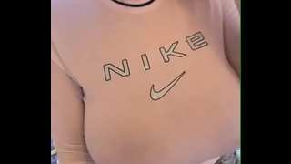 My friend's stepmom with massive boobies wore a see-through T-shirt