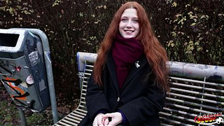 GERMAN SCOUT - Real Red-head Red-head Youngster Alice Seduce with small Melons First Porn Casting without condom in Berlin
