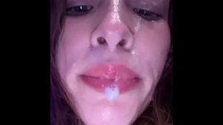 19 year mature chick spitting and playing with creamy vagina