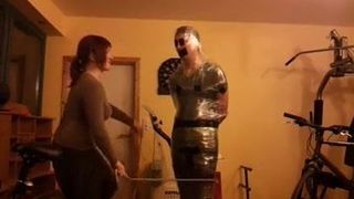 German teen slave saran wrap duct tape mummification bondage