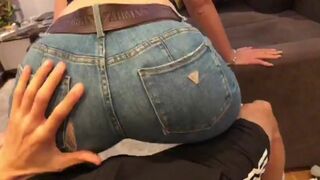 High School Slut gives a Lap Dance in Tight Jeans and Grinds on my Dick