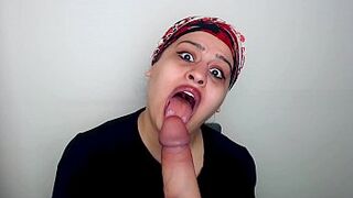 This INDIAN bitch loves to swallow a big, hard cock.Long tongue is amazing.