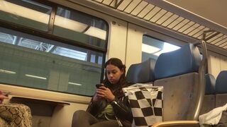 2 young teens watch my erection in the train and giggle