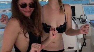Slutty bitches dancing in bikinis and bouncing tits