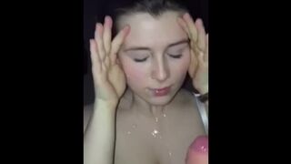 Sexy Teen Gets Huge Faical (In White Bra)