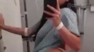 Attractive Brunette Showing off at the hospital