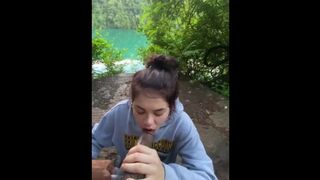 ( ** PUBLIC ** ) POINT OF VIEW Outdoor ORAL SEX Deep Throat with Giant Sperm Shot Load BBC (Preview)