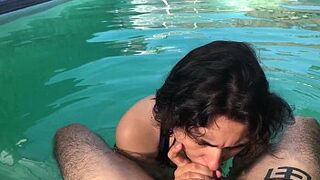Horny chick begs for cock in the pool