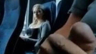 Flash Curious Blonde Teeny on Bus